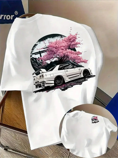Men'S Racing Graphic Tee Lightweight Breathable T-Shirt Designed for Car Enthusiasts, Casual Shirt with Heat Transfer Prints