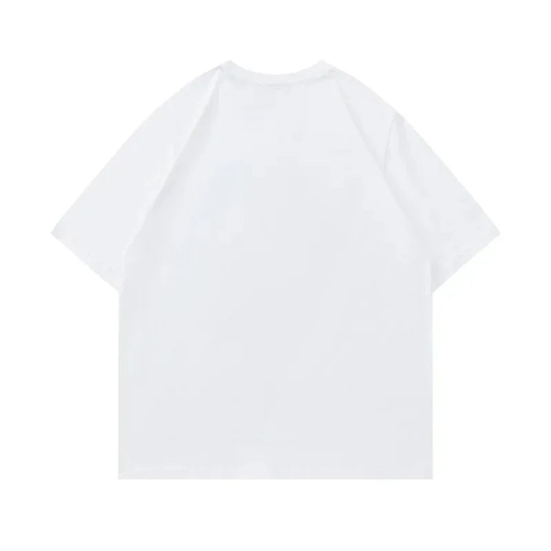 Mens Streetwear Pattern T Shirt Bold Letter Print Loose Casual Tee Vibrant Summer Short Sleeve Pure Cotton Unisex Fashion Top