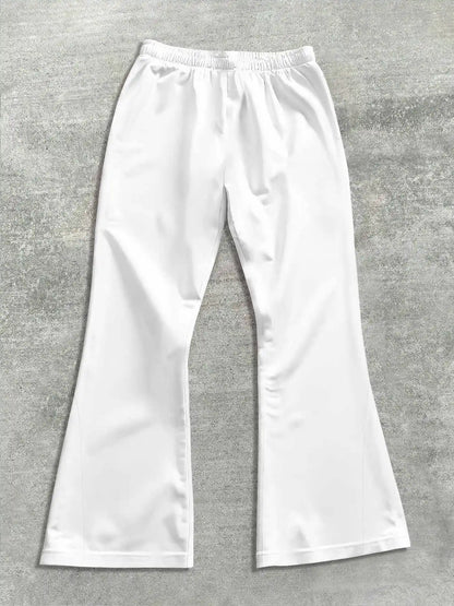 Men's Casual Street Style Trendy Cross Print Fashionable Slightly Flared Black and White Color-Block Design Sweatpants Men Pants