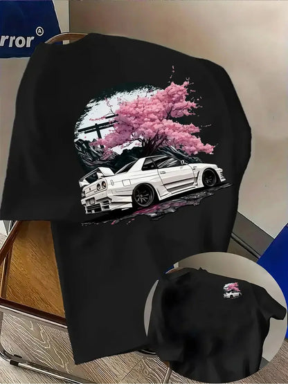 Men'S Racing Graphic Tee Lightweight Breathable T-Shirt Designed for Car Enthusiasts, Casual Shirt with Heat Transfer Prints