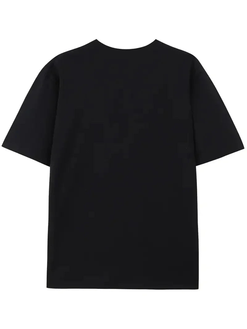 Mens Streetwear Pattern T Shirt Bold Letter Print Loose Casual Tee Vibrant Summer Short Sleeve Pure Cotton Unisex Fashion Top
